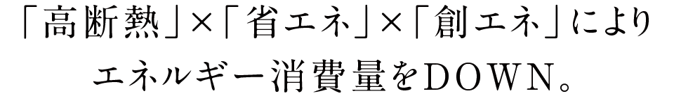 「高断熱」×「省エネ」×「創エネ」によりエネルギー消費量をDOWN。