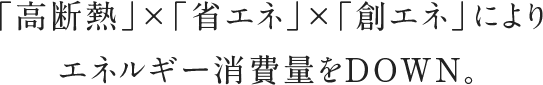 「高断熱」×「省エネ」×「創エネ」によりエネルギー消費量をDOWN。